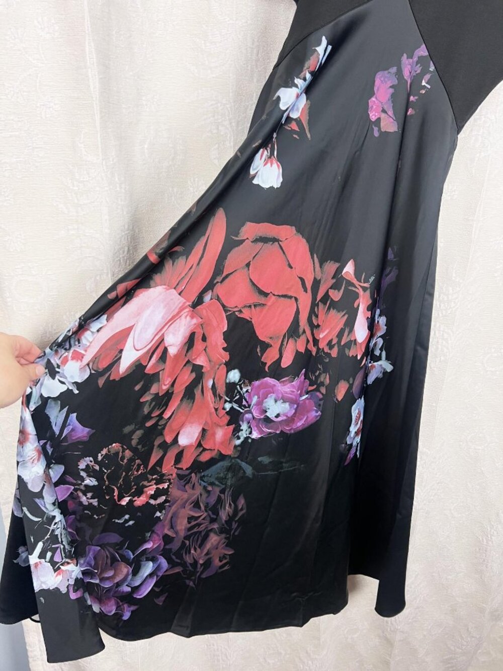 Ted Baker London Drewee Mixed Media Midi Dress empire waist puff sleeve satin XS - Picture 5 of 11
